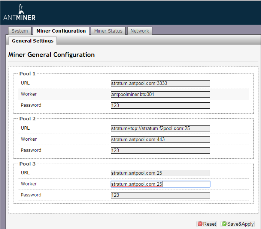 Как настроить майнер. Miner General configuration. F2pool настройка асика. Miner configuration Advanced.